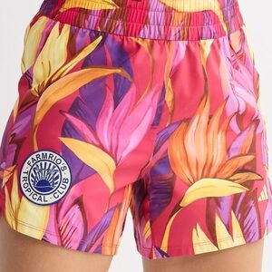 Farm Rio X adidas Pink Tropical-Print Athletic Shorts